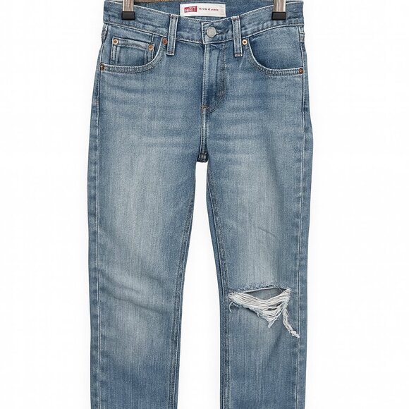 Levi’s 505 Regular Fit Light Wash Distressed Jeans – Size 25x27 - Picture 1 of 6